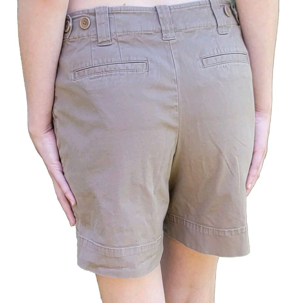 Talbots Khaki Shorts Womens Size 4 Brown Flat Front Stretch Chino Bermuda Tan